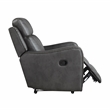 Pemberly Row Polished Microfiber Recliner with Nailhead Trim in Smoky Gray