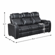 Pemberly Row Top-Grain Leather 3-Piece Power Reclining Set in Black