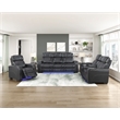 Pemberly Row Top-Grain Leather 3-Piece Power Reclining Set in Black