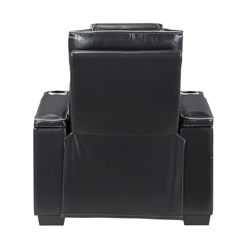 Pemberly Row Top-Grain Leather 3-Piece Power Reclining Set in Black