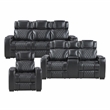 Pemberly Row Top-Grain Leather 3-Piece Power Reclining Set in Black