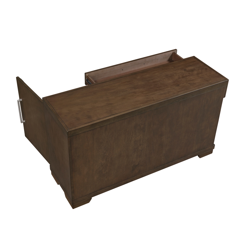 Pemberly Row Wood Sofa Table with Drawer and Cabinet Storage in Espresso