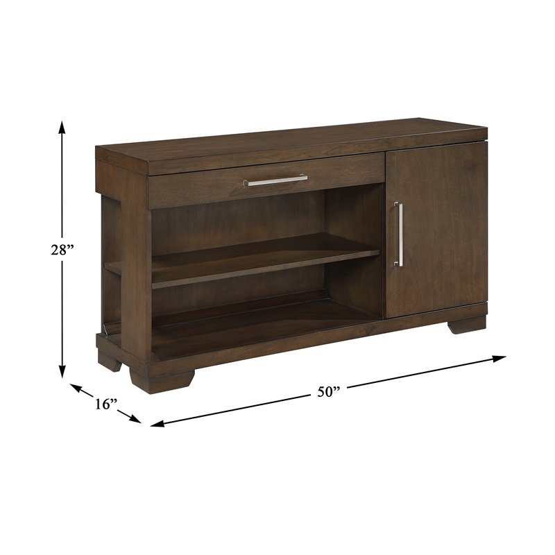 Pemberly Row Wood Sofa Table with Drawer and Cabinet Storage in Espresso
