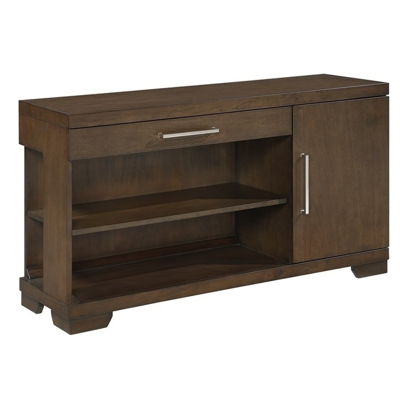 Pemberly Row Wood Sofa Table with Drawer and Cabinet Storage in Espresso