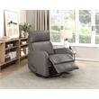 Pemberly Row Top-Grain Leather Swivel Glider Recliner 300 lb Capacity in Mocha