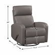 Pemberly Row Top-Grain Leather Swivel Glider Recliner 300 lb Capacity in Mocha