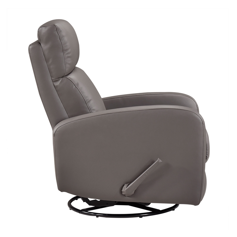 Pemberly Row Top-Grain Leather Swivel Glider Recliner 300 lb Capacity in Mocha