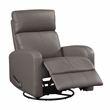 Pemberly Row Top-Grain Leather Swivel Glider Recliner 300 lb Capacity in Mocha