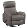 Pemberly Row Top-Grain Leather Swivel Glider Recliner 300 lb Capacity in Mocha