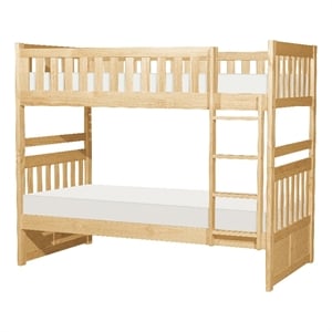 Pemberly Row Wood Twin Over Twin Bunk Bed 200 lb Per Bed in Natural Pine