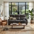 Pemberly Row Faux Leather Wall-Hugger Double Reclining Sofa in Espresso
