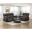 Pemberly Row Faux Leather Wall-Hugger Double Reclining Sofa in Espresso