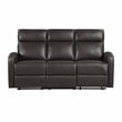 Pemberly Row Faux Leather Wall-Hugger Double Reclining Sofa in Espresso