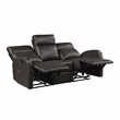 Pemberly Row Faux Leather Wall-Hugger Double Reclining Sofa in Espresso