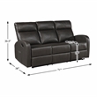 Pemberly Row Faux Leather Wall-Hugger Double Reclining Sofa in Espresso