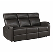 Pemberly Row Faux Leather Wall-Hugger Double Reclining Sofa in Espresso