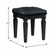 Pemberly Row Button-Tufted Faux Leather Vanity Stool with Foam Cushion in Black