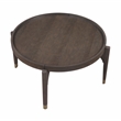 Pemberly Row Round Cocktail Table with Gold-Capped Legs in Dark Brown