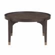 Pemberly Row Round Cocktail Table with Gold-Capped Legs in Dark Brown
