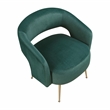 Pemberly Row Velvet Curved Accent Chair with Gold Metal Legs in Dark Green