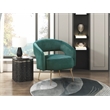 Pemberly Row Velvet Curved Accent Chair with Gold Metal Legs in Dark Green