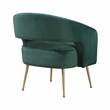 Pemberly Row Velvet Curved Accent Chair with Gold Metal Legs in Dark Green