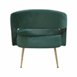 Pemberly Row Velvet Curved Accent Chair with Gold Metal Legs in Dark Green