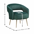 Pemberly Row Velvet Curved Accent Chair with Gold Metal Legs in Dark Green