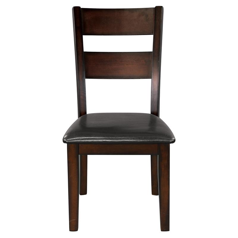 Pemberly Row Faux Leather Dining Side Chairs with Wood Frame - Cherry (Set of 2)