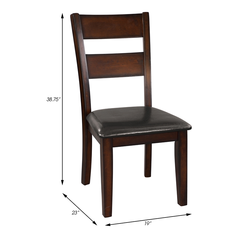 Pemberly Row Faux Leather Dining Side Chairs with Wood Frame - Cherry (Set of 2)