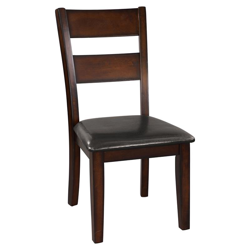 Pemberly Row Faux Leather Dining Side Chairs with Wood Frame - Cherry (Set of 2)