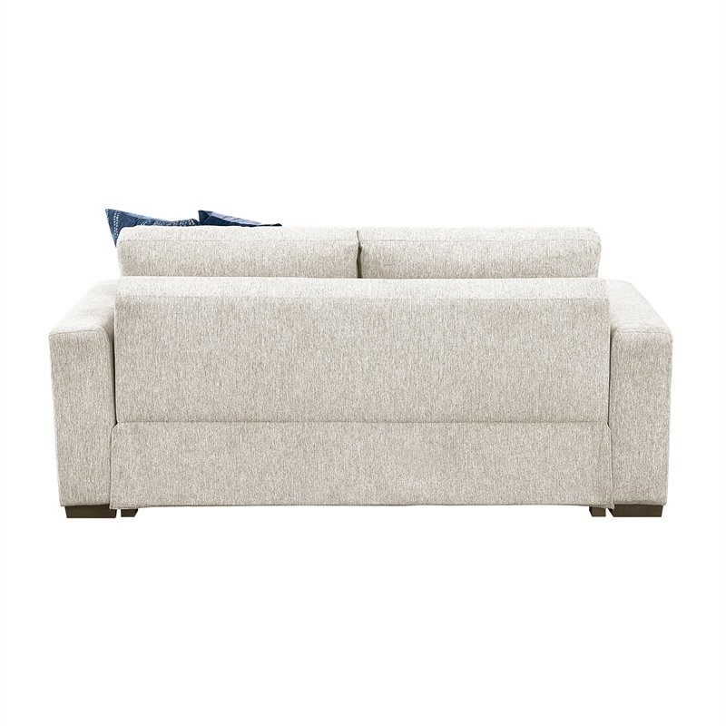 Pemberly Row Microfiber Loveseat with Pocket Coil Cushions in Beige