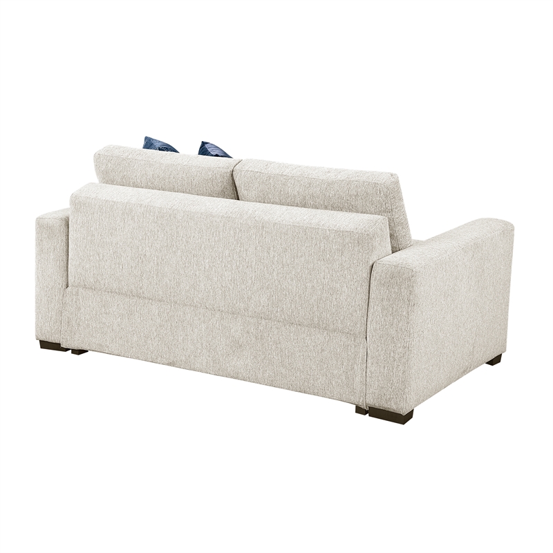 Pemberly Row Microfiber Loveseat with Pocket Coil Cushions in Beige
