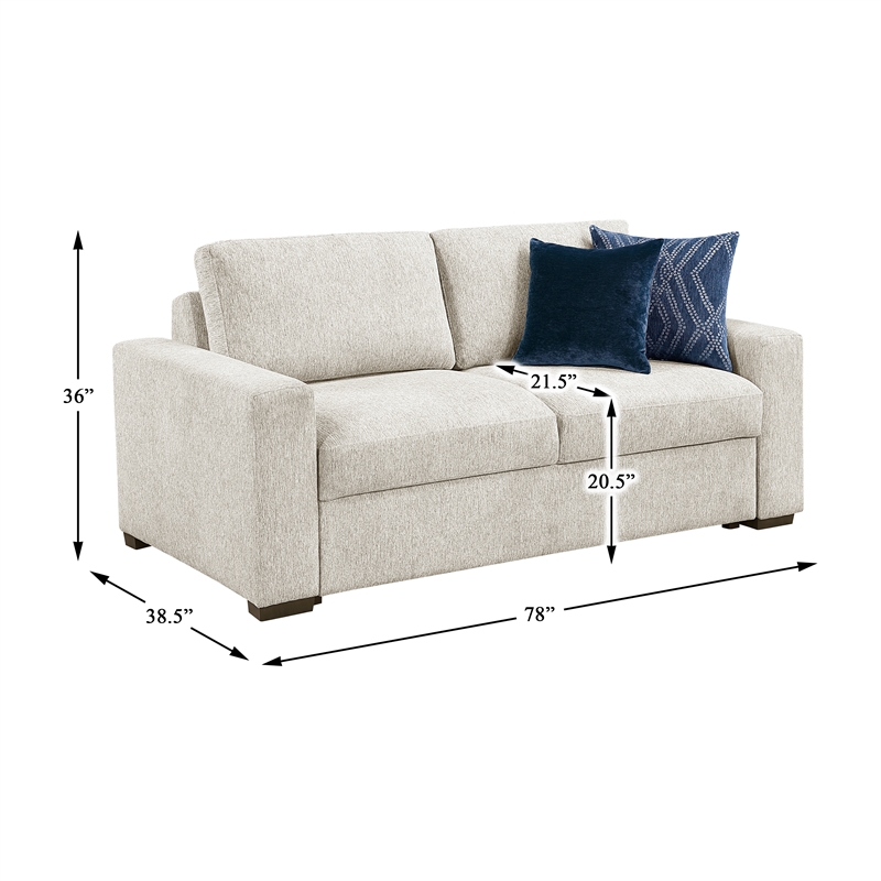 Pemberly Row Microfiber Loveseat with Pocket Coil Cushions in Beige