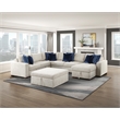 Pemberly Row Microfiber 5-Piece Sectional with Pull-Out Bed and Chaise in Beige