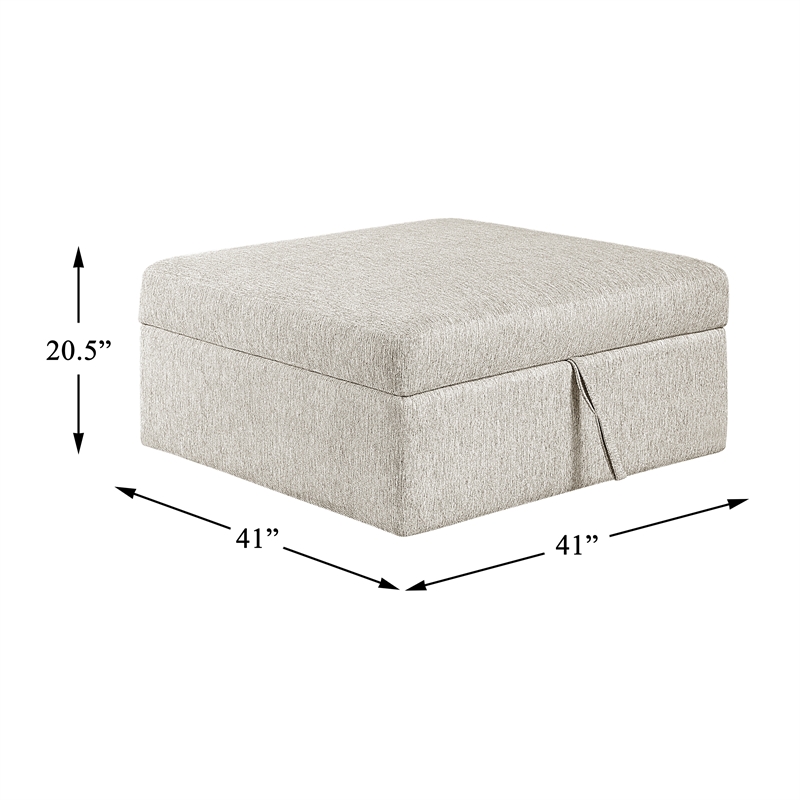 Pemberly Row Microfiber 5-Piece Sectional with Pull-Out Bed and Chaise in Beige