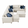 Pemberly Row Microfiber 5-Piece Sectional with Pull-Out Bed and Chaise in Beige