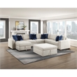 Pemberly Row Microfiber 5-Piece Sectional with Pull-Out Bed and Chaise in Beige