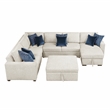 Pemberly Row Microfiber 5-Piece Sectional with Pull-Out Bed and Chaise in Beige