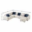 Pemberly Row Microfiber 5-Piece Sectional with Pull-Out Bed and Chaise in Beige