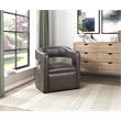 Pemberly Row Faux Leather 360-Degree Swivel Accent Chair in Dark Coffee
