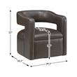 Pemberly Row Faux Leather 360-Degree Swivel Accent Chair in Dark Coffee