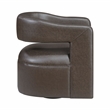 Pemberly Row Faux Leather 360-Degree Swivel Accent Chair in Dark Coffee