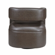 Pemberly Row Faux Leather 360-Degree Swivel Accent Chair in Dark Coffee