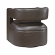 Pemberly Row Faux Leather 360-Degree Swivel Accent Chair in Dark Coffee