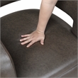 Pemberly Row Faux Leather 360-Degree Swivel Accent Chair in Dark Coffee