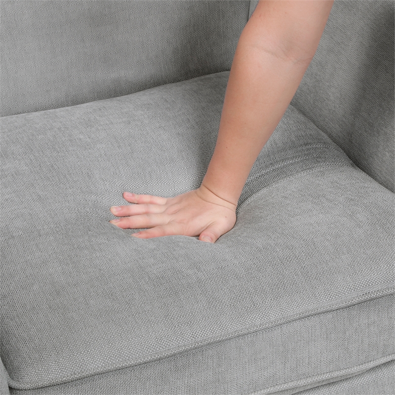 Pemberly Row Chenille Loveseat with Nailhead Trim & Reversible Cushions in Gray