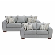 Pemberly Row Chenille Loveseat with Nailhead Trim & Reversible Cushions in Gray