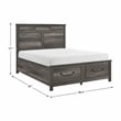 Pemberly Row Eastern King Platform Bed with Footboard Storage Drawers in Gray