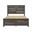 Pemberly Row Eastern King Platform Bed with Footboard Storage Drawers in Gray
